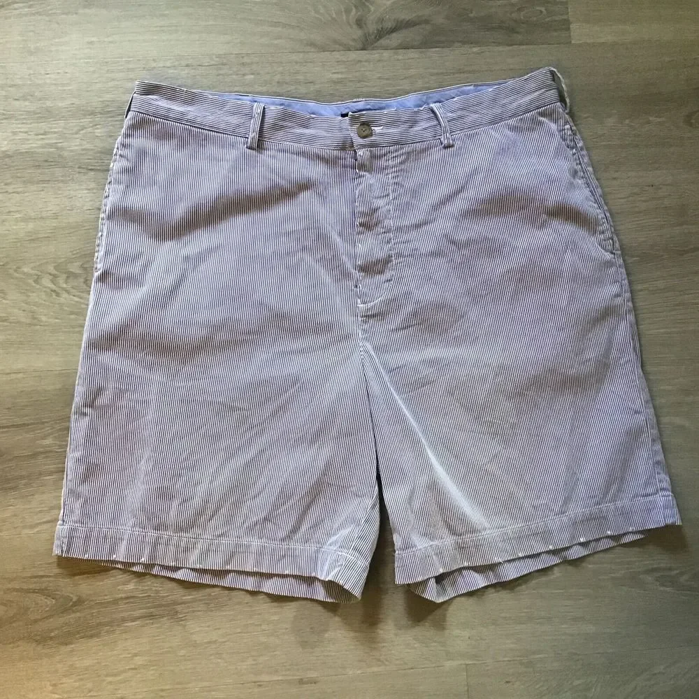 J CREW Flex Chino Blue & White Striped Seersucker Shorts Mens Size 38W‎ Summer